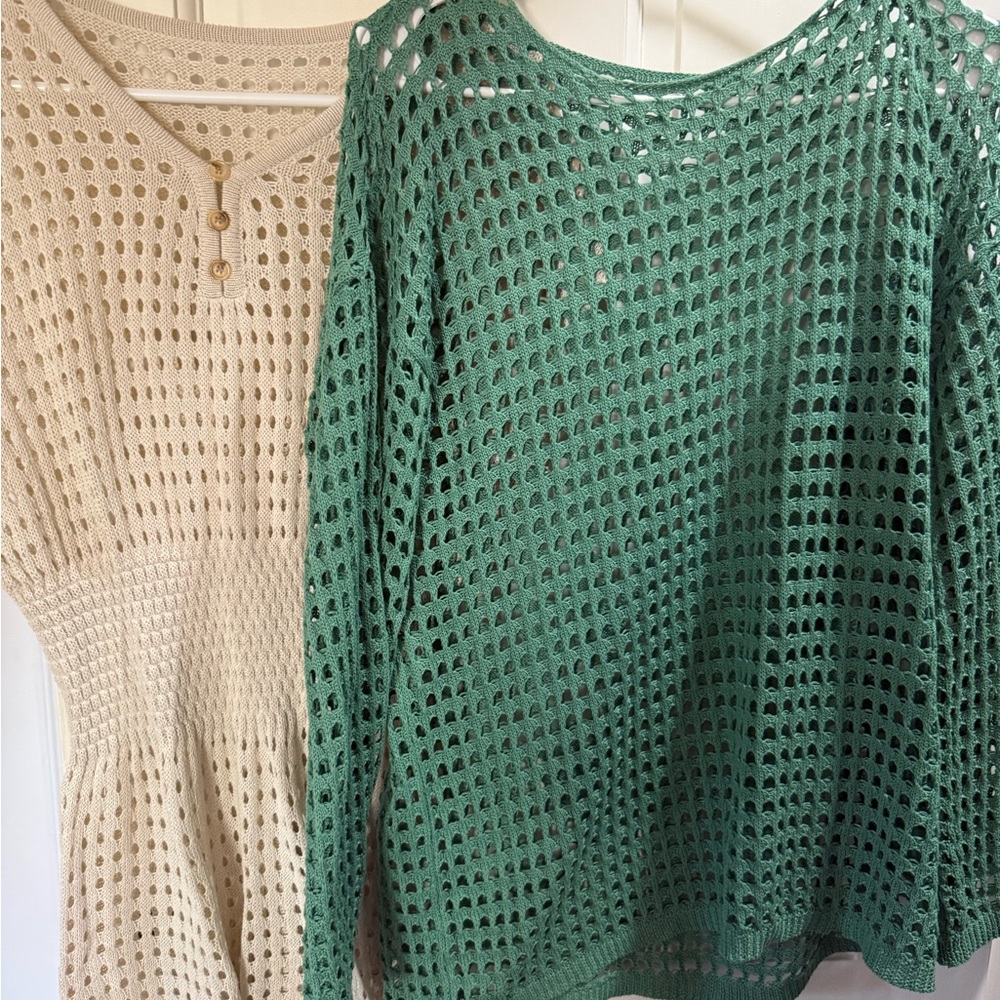 Cupshe Green and Cream Knit Swim Coverups